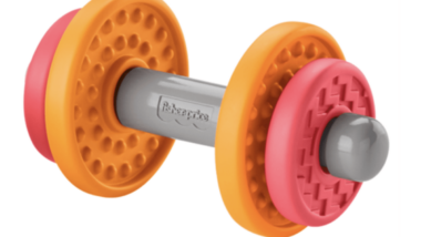 Product photo of recalled toy dumbbell representing the Fisher-Price recall